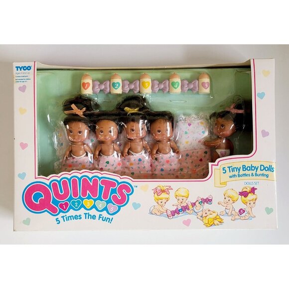 90s Tyco Quints Baby Dolls African American Dolls New in Box - Picture 2 of 7